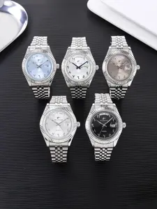 RICECGO 1pc Men's Business Fashion Round Dial Stainless Steel Strap, with Box, Stainless Steel Watches for Party, Daily Decor, Trendy All-match & Exquisite Watch for Birthday Gift