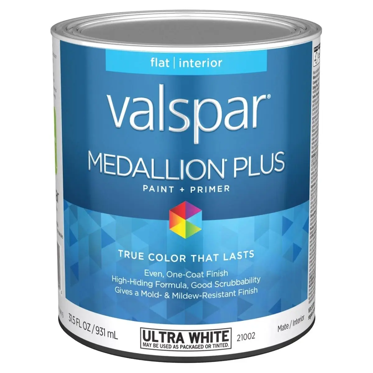212 MAIN Valspar 1 qt. Medallion Acrylic Latex Exterior House Trim Paint and Primer, White - 1-Coat Coverage, Stain-Resistant, Ultra Flat Finish, Outdoor Office/School Supply