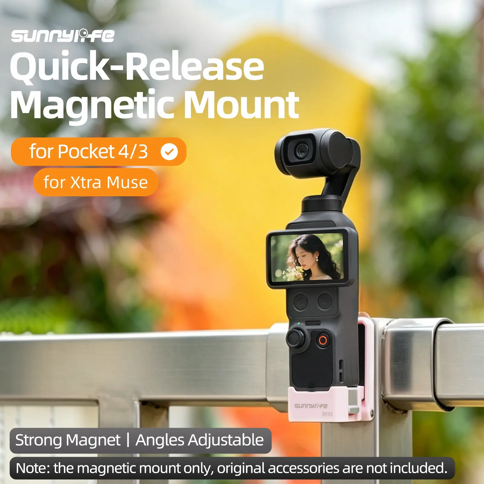 Magnetic Mount Stand for DJI Osmo Pocket 4/3 & Xtra Muse – Adjustable Camera Holder with Strong Magnet Base, 180° Rotation, 1/4" Screw Adapter, Desktop & Vertical Surface Support tiktokshopbacktoschool