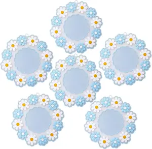 6Pcs Coaster Set Soft PVC Vintage Daisy Sun Flowers Coaster, 10cm Non-Slip Heat Kawaii Cute Blossom Cup Mats Pad Table Bowl Mats Tableware Bamboo