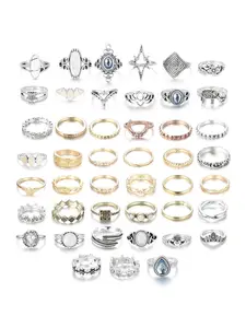 45 Pcs Silvery Rose Golden Thumb Rings Set for Women Men Vintage Midi Finger Joint Kuncle Rings Trendy Bohemian Stacking Rings Set for Daily Party Concert Holiday
