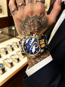 Streetwear Fashion Watch, Large Men's Accessory, Party Trendy Watch, Gift Box Included, Boxed Watches, All Seasons, Analog Quartz, Alloy Case