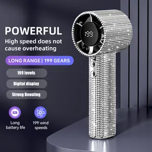 Portable Handheld Turbo Fan, 5 Gear Wind, Rechargeable Long Battery Life Hand Fan With Digital Display For Outdoor Activities, Travel, gift