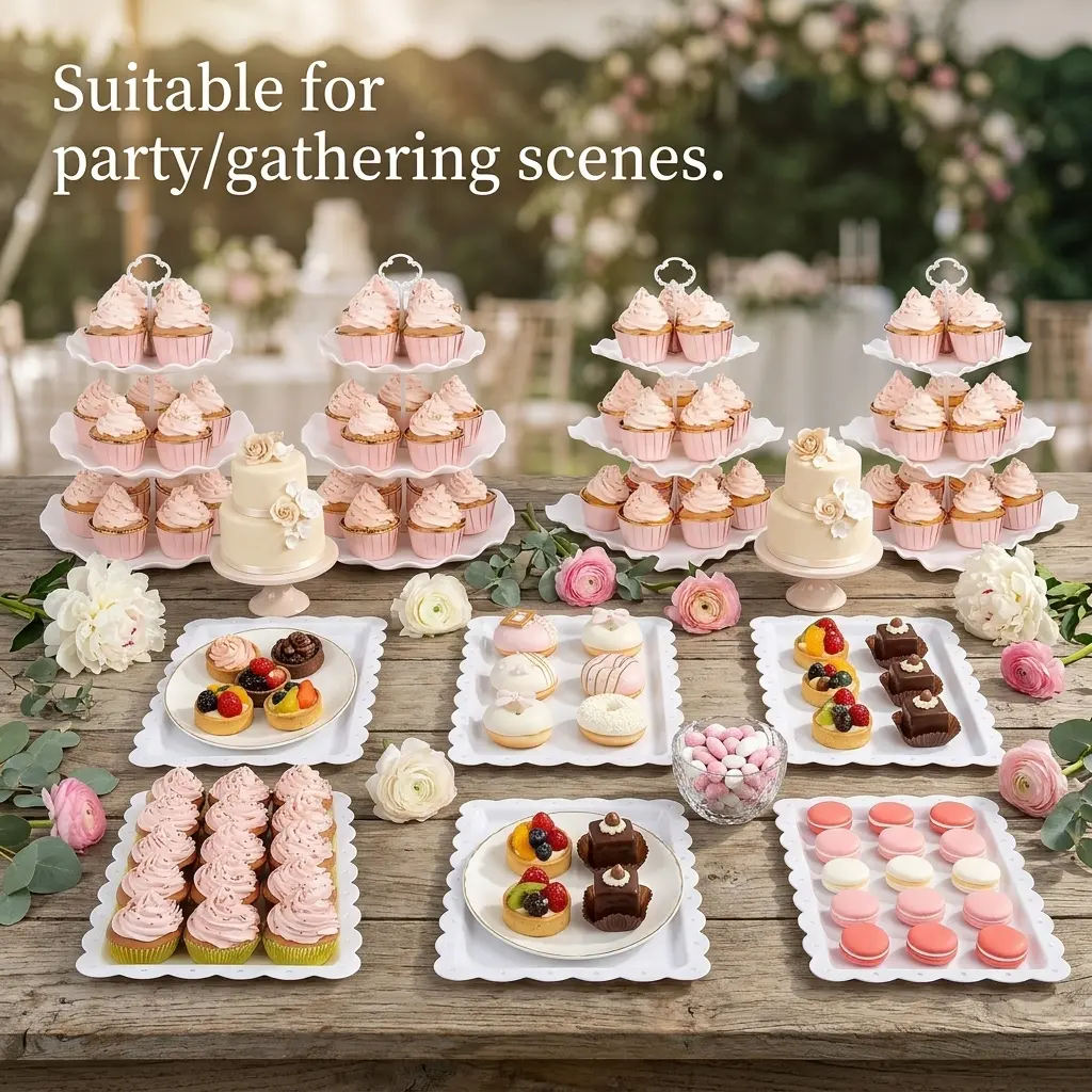10PCS cake stands, cupcake stands, 3 two-tier cupcake stands + 3 three-tier cupcakestands + 4 appetizer trays, perfect for birthday baby bridal shower Organiser Racks, Decorations Supplies