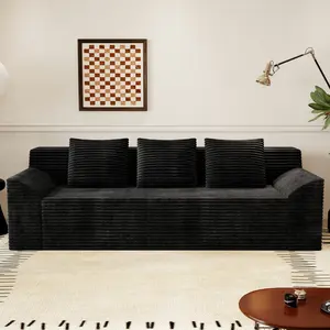 71" 3Setaser Sofa Corduroy Fabric Deep Seat Couches Comfy Loveseat No Assembly for Living Room Bedroom Conference Room Apartment