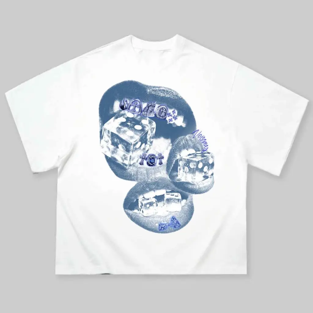 Blue Screen Grills Print Boxy T-shirt, Y2k Fashion, Y2k Clothing, Vintage T-Shirt, Grillz Shirt, Unisex Cotton Crewneck T-Shirt Menswear Womenswear Streetwear Top Hoodie Tshirt