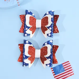 2pcs/set Sparkling Hair Bow Clips for The 4Th of July, Featuring Sequins, Perfect for Women And As Patriotic Theme Hair Additions for Independence Day, party decoration