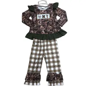 Kids Girl Camo Pants Set Camo Hunting Outfit Deer Turkey Boots Set