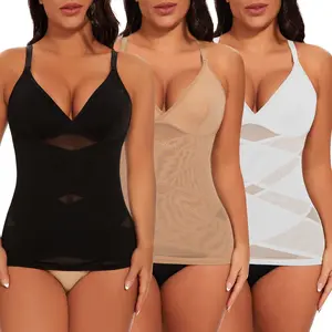 Women Tummy Control Shapewear Tank Top Cami with V-Neck Comfortable Body Shaper