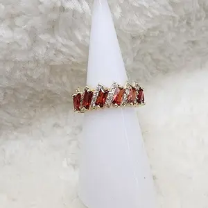 Gold Plated Ring- Orange Amber Color. Size 6 - Elegant Daily Wear Accessory for Everyday Style and Sophistication