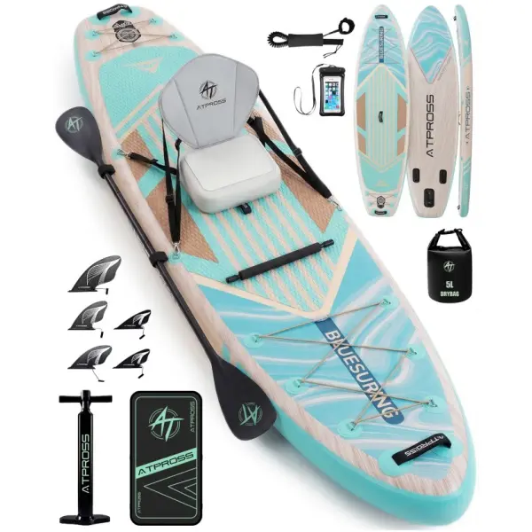 [DealsForYouDays] 12'×36" Inflatable Stand Up Paddle Board, 500LBS Extra Wide Capacity, Premium SUP with Adjustable Paddle, Kayak Seat & Complete Accessories Kit, Non-Slip Stable Deck, Outdoor Sport Gear for Advanced Paddlers, Backpack, Paddleboard