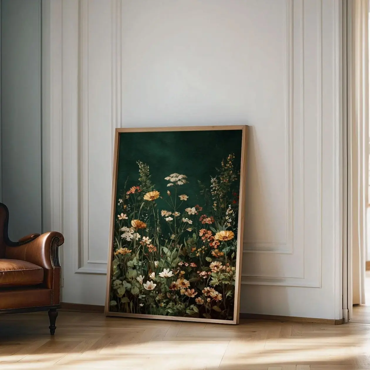 Vintage Wildflower Watercolor Print Green Botanical Landscape Wall Art Poster 2