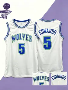 Men's #5 Embroidered Basketball Jersey,Basketball Tank Top Sleeveless Breathable Hip Hop Stitched Practice Athletic Shirt, Sports Tops