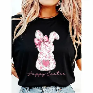 Unisex Easter Bunny Graphic T-Shirt in Heavy Cotton, Casual Classic Fit Crew Neck Top for Holiday Celebrations