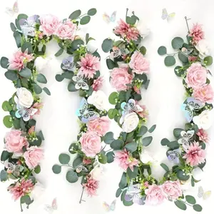 Artificial Peony Vine, Faux Flower Vine, Fake Flower Garland, Artificial Hanging Flowers, Decorative Flowers for Home Party Wedding Garden Lawn, Artificial Flower Decorations