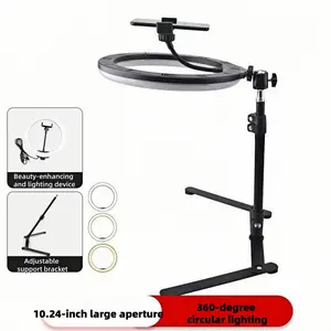 UEGOGO 10.24-in LED Selfie Ring Light, USB-Powered with Adjustable Stand & Smartphone Holder, Photography Studio Fill Light Accessories for Live Streaming & Outdoor Use