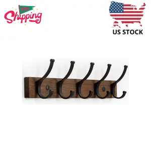 Coat Rack Wall Mount, 16.5 Inches Wood Coat Hooks Wall Mount, Wall Coat Rack