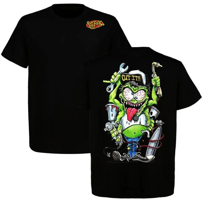 Women's Retro Rat Fink Graphic T-Shirt - Short-Sleeve, Round Neck, Casual, Vintage Graphic Tees, Racing Team Theme, Car Enthusiast Target, Soft Comfy Classic Fit Unisex Top, Embroidered Sweatshirt Fabric Streetwear, Shortsleeve, Women's Clothes