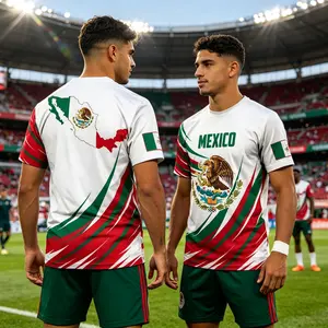 Mexico Cup 2026 Soccer Jersey Short Sleeve T-Shirt, Neutral Fit, Breathable Quick-Dry Sportswear, All Seasons Casual Wear, Menswear, Ombre