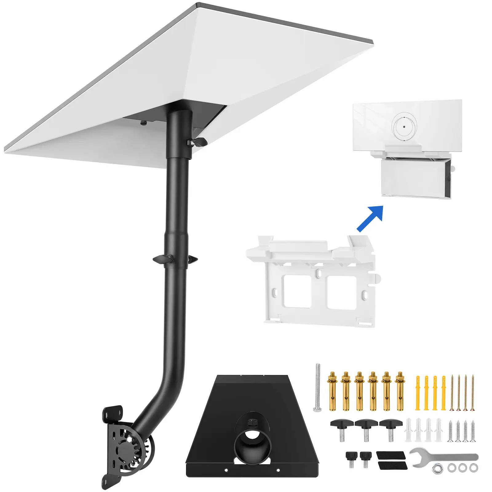 Starlink Mount Gen 3, Adjustable Starlink Gen 3 Pole Adapter with 2-in-1 Router Mount, 28.3in Starlink Mounting Kit, Wall/ Roof/ Eaves Installation, 360° Rotatable All Metal
