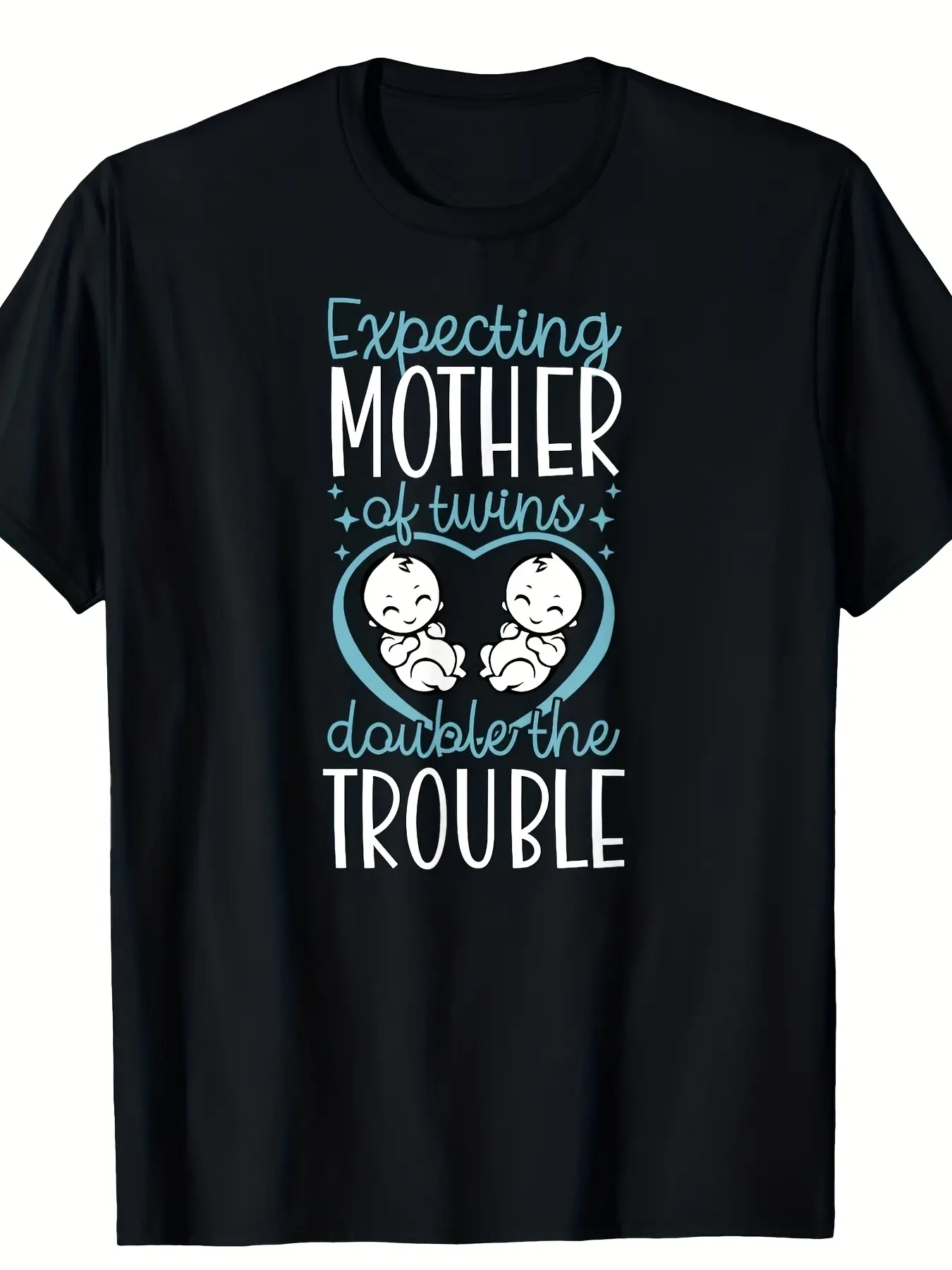 Expecting Mom of Twins T-Shirt - Retro Round Neck  unisex soft cotton short sleeve t shirt, vintage graphic casual tee for men women teens, perfect birthday holiday gift for camping travel gym daily street  wear