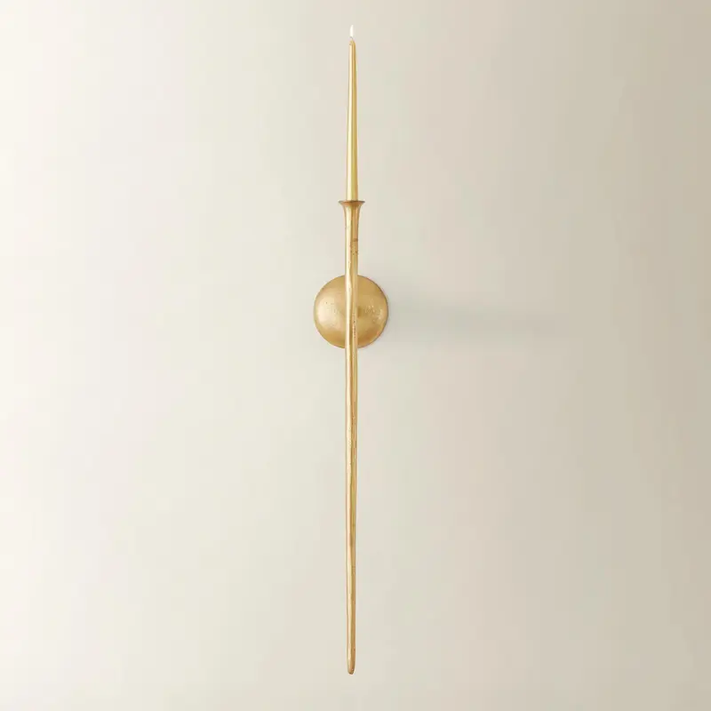 Z Gallerie Aspar 33-Inch Gold Aluminum Hanging Wall Candle Sconce with Hook, Taper Candle Holder, Elegant Glam Home Accessory for Bedroom Decor, House Decor, Sold Individually