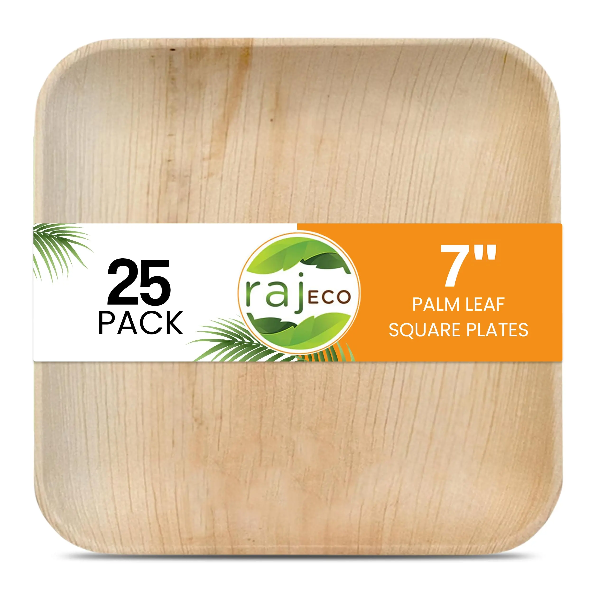 Palm Leaf 7 Inch Square Plates