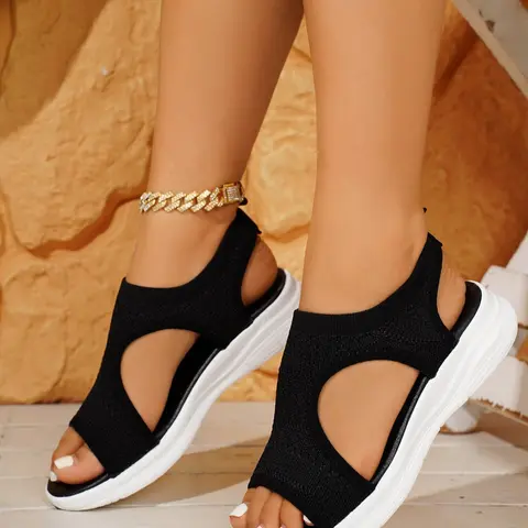Summer Lightweight, Soft Sole Flyknit Upper Slip-On Shoes, Affordable Sandals, Perfect for Shopping, Date and Commute