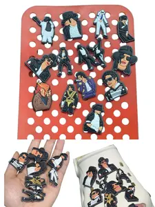 Michael Jackson Designer Style Shoes Set, DIY Garden Shoe Accessories, Boys' Birthday Gift, Casual Cartoon Pattern, All Seasons, Shoe Charms