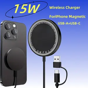 15W Magnetic Wireless Charger for Apple iPhone 15 14 13 12 11 Pro Max 13Mini Macsafe Wireless Charging on Induction Back Case portable chargers