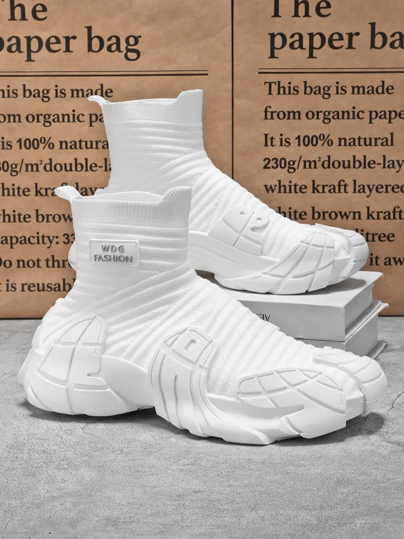 Men's Fabric High-Top Sneakers, Stylish and Comfortable Footwear for Everyday Wear, Perfect for Casual Outings and Sports Activities, Trendy Walking Sneaker