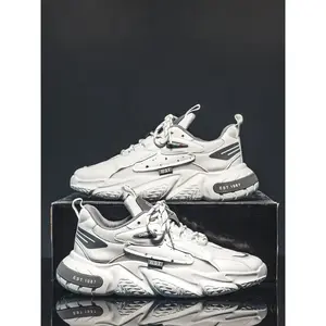 Men's Retro 90s EST.1987 Chunky Dad Sneakers, Breathable Mesh & Leather, Streetwear Casual Shoes for American Trendsetters