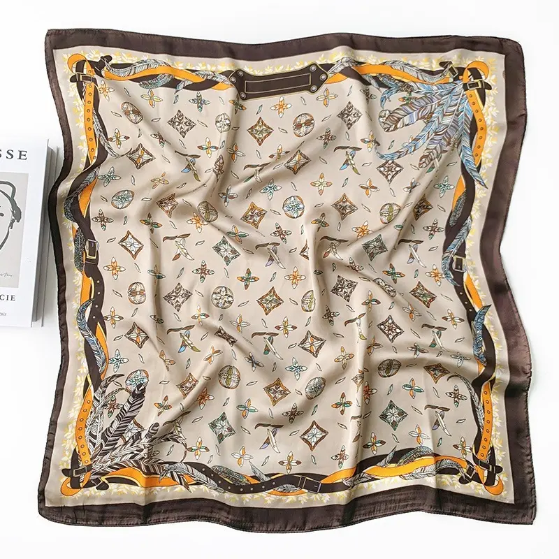 Vintage Luxury Printed Small Square Scarf, Imitation Silk Neck Scarf for Suit Outfit & Bag Decoration, Multi-pattern Decorative Head KerchiefFrench Imitation Silk Small Square Scarf, Luxury Printed Decorative Kerchief in Multiple Styles