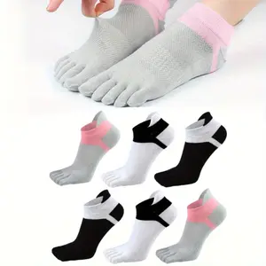 6 Pairs Women’s Toe Separation Socks - Breathable, Stretchy, Sweat Absorbent Five-Finger Socks for Sports & Running