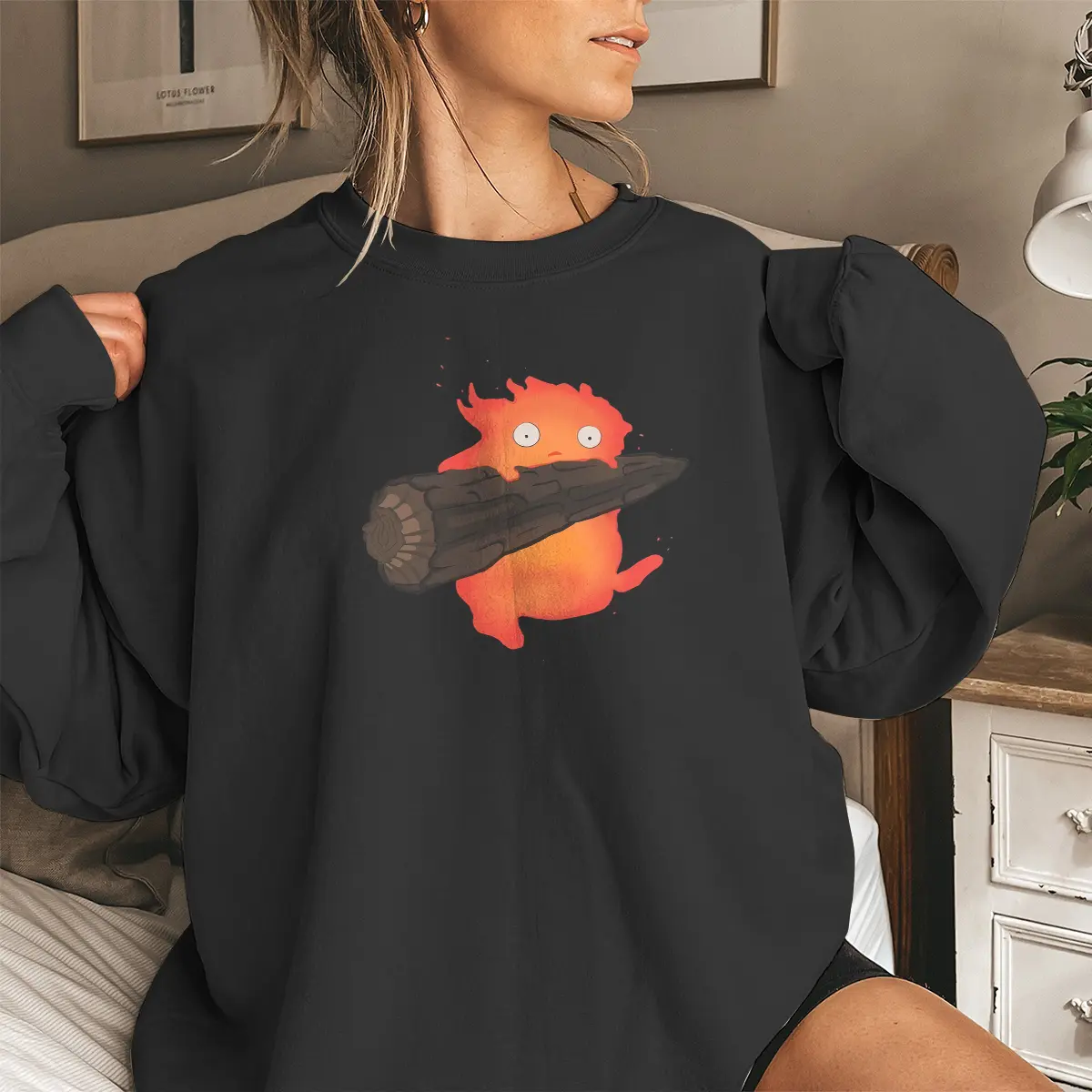 Calcifer's Howl's Moving Castle Shirt, Sweatshirt, Hoodie, Howl and Sophie Shirt, Studio Ghibli Shirt 1