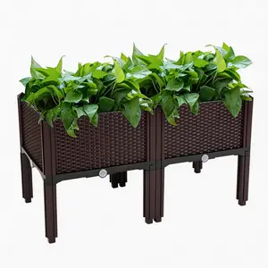 Garden Boxes Outdoor Raised Garden Bed with Legs Planter Boxes Outdoor with Easy Assembly Garden Box with Drain Outlet for Vegetables/Herbs,47x15x19in