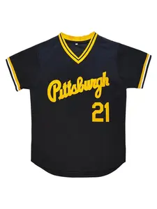 Pittsburgh #21 Printed Jersey, Casual Breathable V Neck Short Sleeve Football Top for Training & Competition, Fashion Men's Sportswear for All Seasons, Jersey Shirts, Apparel Jersey