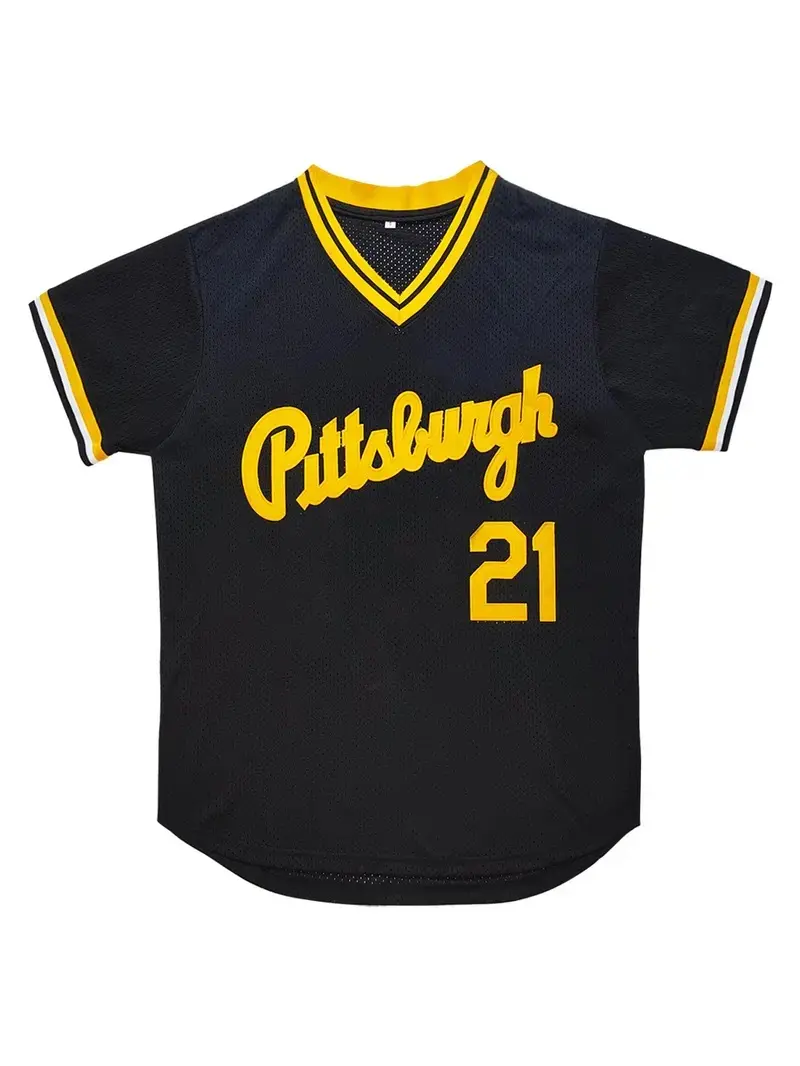 Pittsburgh #21 Printed Jersey, Casual Breathable V Neck Short Sleeve Football Top for Training & Competition, Fashion Men's Sportswear for All Seasons, Jersey Shirts, Apparel Jersey