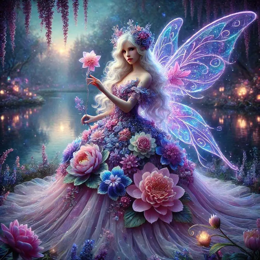 5D DIY Full Drill Round Diamond Painting - Diamond Art Kit, Diy Craft Supplies, Pink Flowers, Glowing Wings, Mosaic, Canvas, Diamond Pattern Design - DIY Painting, Home Wall Decor, Perfect for Halloween, Christmas, Birthdays, Anniversary Gifts