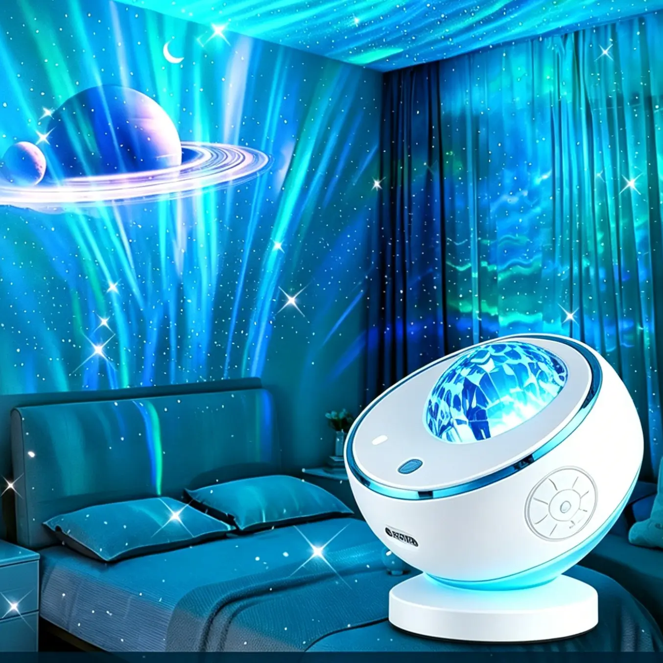 Galaxy Projector Light For Bedroom , 15 White Noise Galaxy Light Projector, 5Moon Star Projector Light, Bluetooth Aurora Light Projector, Remote Timer Star Lights,Star Projector kids Room, Astronaut Lamp Night Light