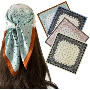 Outdoor Cashmere Flower Headscarf, Women's Summer Hiking Cycling Sun Protection Scarf, 27 Inches Sport Neck Protector Mask, 4-Piece Set, Bandana Scarf