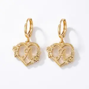 Heart & Letter & Flower Design Dangle Earrings (1 Pair) High Quality Earrings, Casual Fashion Jewelry for Party & Daily Clothing Decor, Trendy All-match & Exquisite Jewelry for Birthday Gift