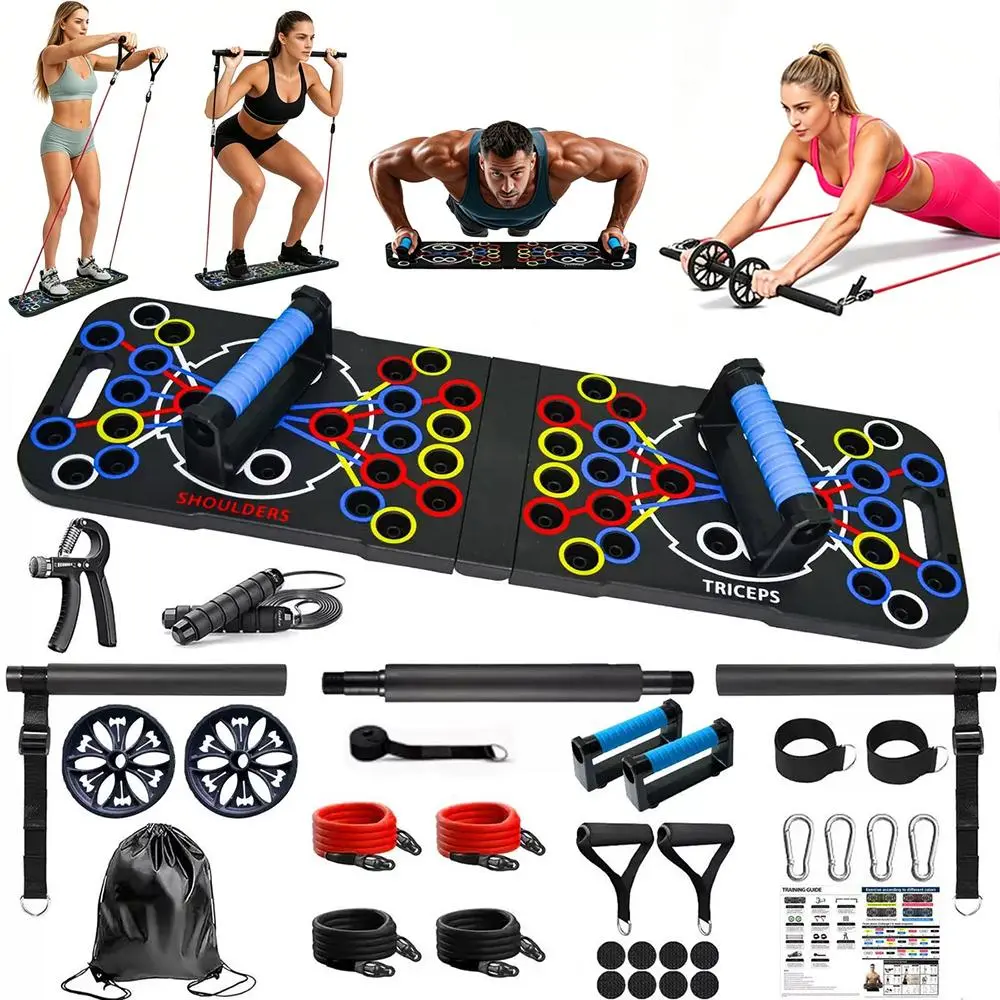 Unisex Portable Push-Up Board Complete Training Kit - Multi-Tool Fitness Set with Ergonomic Non-Slip Foam Handles, Zoned Zones for Indoor Workouts, Compact Fit