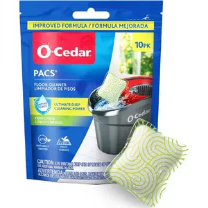O-Cedar PACS Hard Floor Cleaner, Crisp Citrus Scent 10 Count (1-Pack) | Made with Naturally-Derived Ingredients | Safe to Use on All Hard Floors | Perfect for Mop Buckets