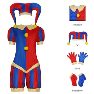 Circus Pomni Cosplay Costume with Hat Gloves Halloween Costumes Carnival Outfits(SIZE 140cm-Adult 3XL)
