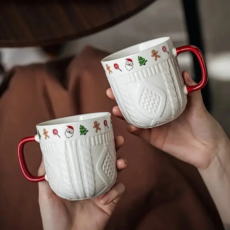 Set of Ceramic Christmas Mugs, Elegant Gift for Women, Perfect Christmas Present for Best Friends