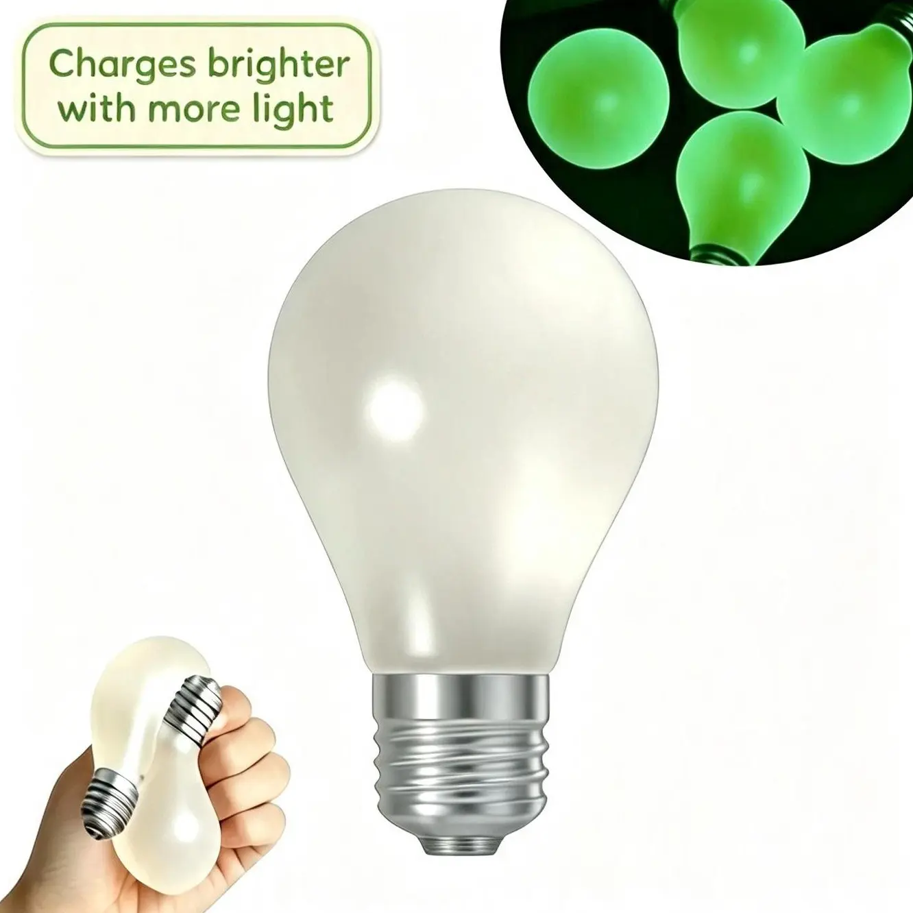 Unisex Ultra-Realistic Glow-in-the-Dark Bulb Soft Squishy Toy - Extra-Soft Texture, Glow Feature, Light Storage, Slow Rebound Stress Relief Plaything, Novelty Gift for Friends