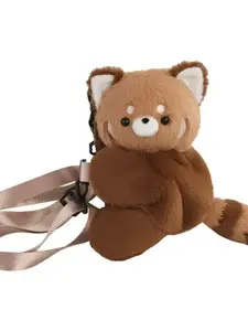 Cute Raccoon Plush Fluffy Backpack Women's Fashion Anime Japanese Style Dual-use Shoulder Bag Soft Stuffed Doll Schoolbag for Girls