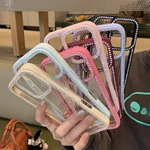 Acrylic Slim Border Rhinestone Phone Case for iPhone 16/15/14/13/12/11 Pro Max Plus | Sparkling Lightweight Protection