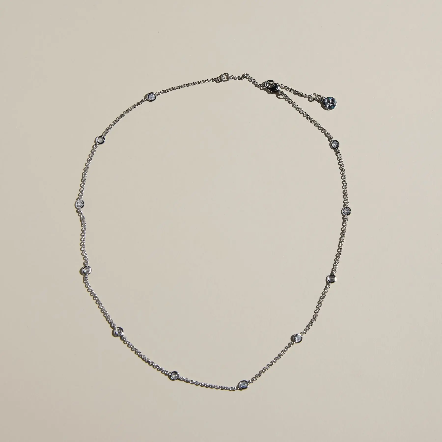Silver CZ Delicate Saturn Chain Necklace